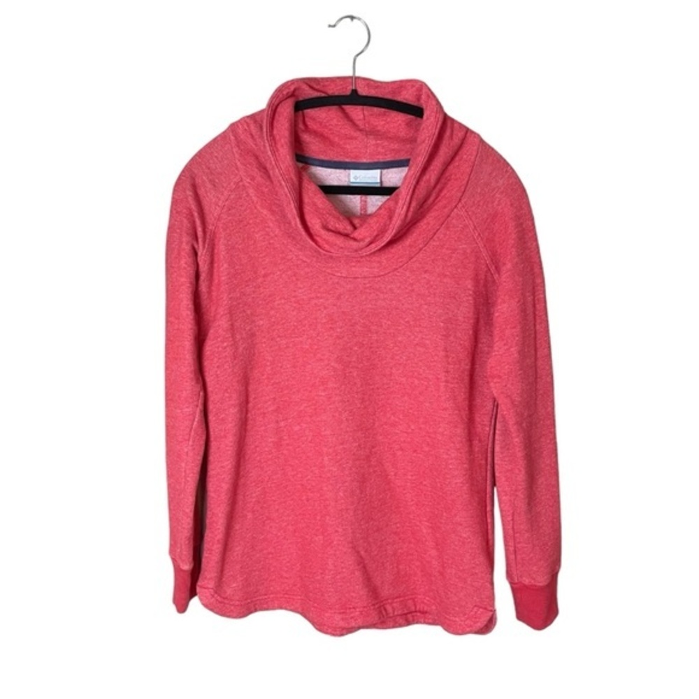 Columbia Heather Pink Sweatshirt Cowl Neck Pullover Long‎ Sleeve Size Small